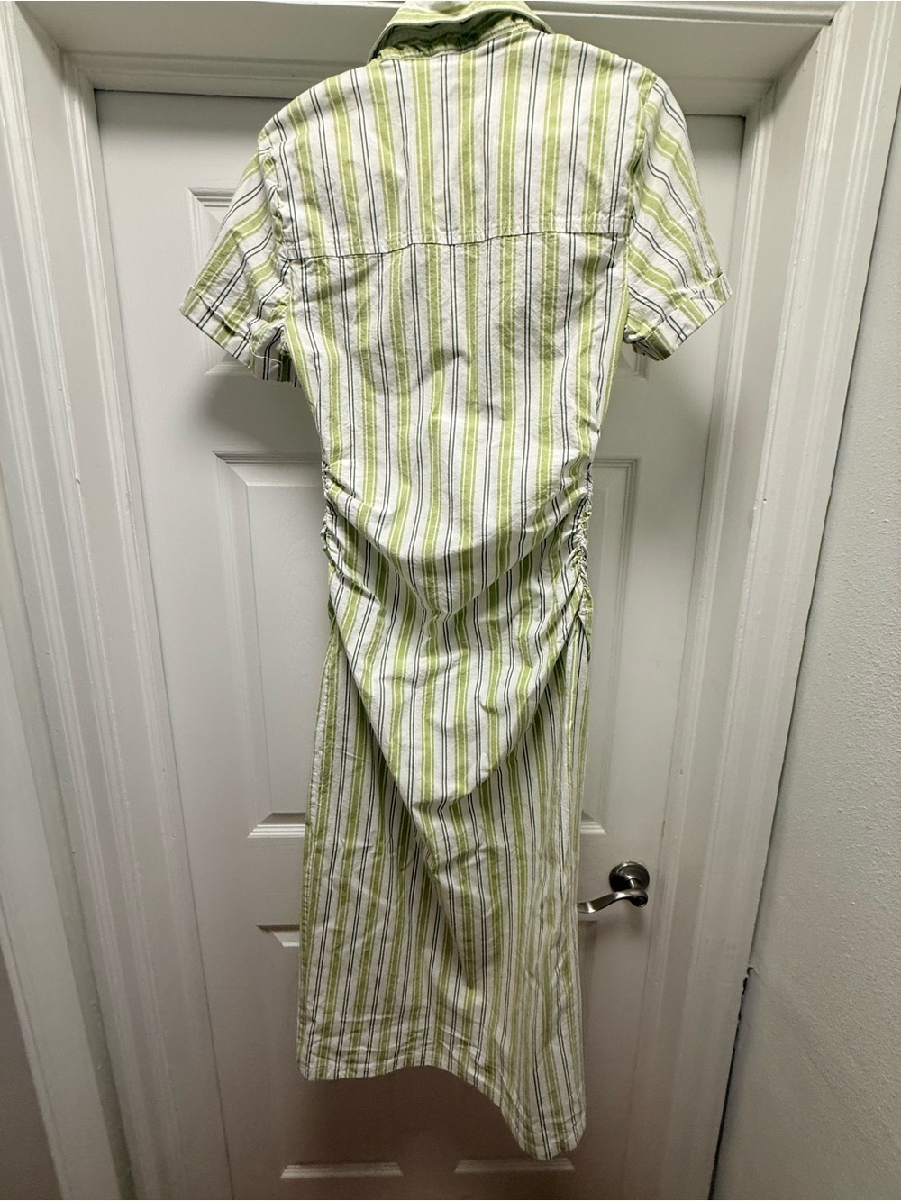 Anthropologie Pilcro Striped Button-Front Shirt Dress in Light Green and White - Picture 2 of 3
